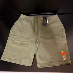 NEW Ralph Lauren Polo Olive Fleece Tropical Beach Bear Shorts